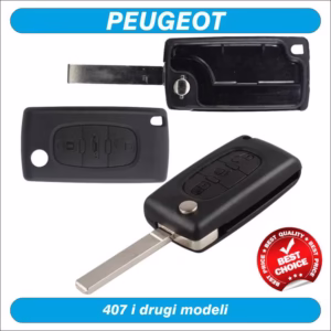 Preklopni ključ za Peugeot sa 3 tipke, bez smještaja za bateriju, PEU-PR41