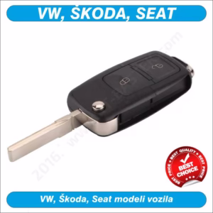 Preklopni ključ za Volkswagen Golf, sa 2 tipke, sa smještajem za bateriju, VOW-PR20