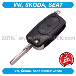 Preklopni ključ za Volkswagen Passat, sa 2 tipke, sa smještajem za 2 baterije, VOW-PR25